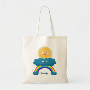 Tote Bag Caricature en arc-en-ciel du joyeux nuage de solei