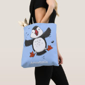 Tote Bag Caricature en bleu bouffin joyeux (De près)