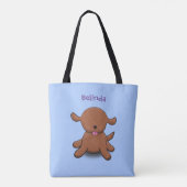 Tote Bag Caricature en bleu pour chien de chiot joyeux (Dos)