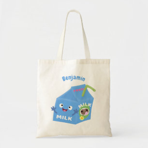 Tote Bag Caricature en carton de lait joyeux