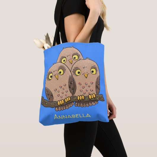 Tote Bag Caricature en trio de chouette (De près)