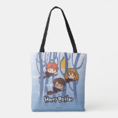 Tote Bag Caricature Harry, Ron, & Hermione Voler Dans Woods (Dos)