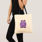 Tote Bag caricature-hippo mignon adorable violet amical (Devant (produit))