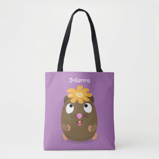 Tote Bag Caricature joyeuse de cobaye mignonne (Devant)