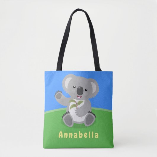 Tote Bag Caricature joyeux koala agitant (Devant)