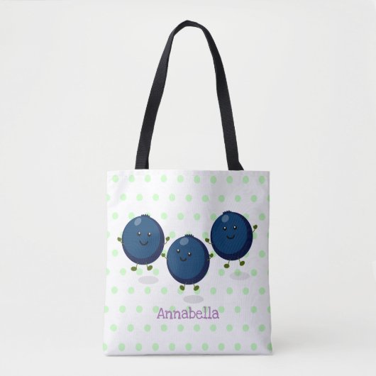 Tote Bag Caricature mignonne de bleuets violets (Devant)