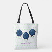 Tote Bag Caricature mignonne de bleuets violets (Dos)