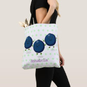 Tote Bag Caricature mignonne de bleuets violets (De près)