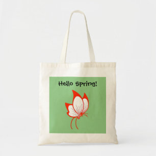 Tote Bag Caricature papillon orange, joli jardin Nature Art