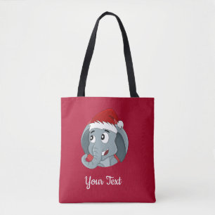 Tote Bag Caricature sur les éléphants de Noël Fourre-tout