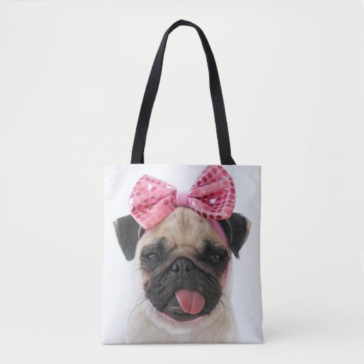 Tote Bag Carlin à cou rose (Devant)