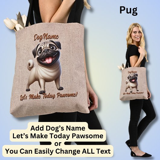 Tote Bag Carlin - Ajouter le nom du chien, modifier le text