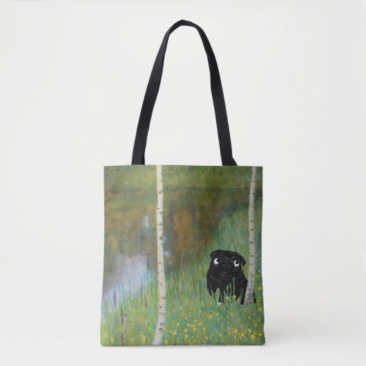 Tote Bag Carlin chien mignon Gustav Klimt Forest AOP (Devant)