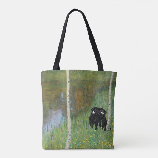 Tote Bag Carlin chien mignon Gustav Klimt Forest AOP (Dos)