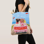 Tote Bag Carlin Chien Saint-Valentin Coeurs de camion (De près)