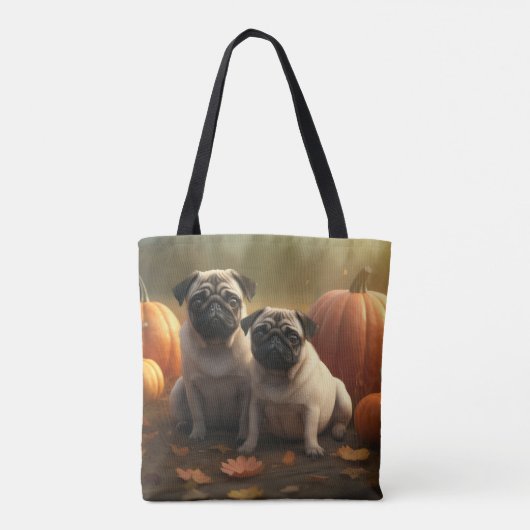 Tote Bag Carlin Chiot Automne Citrouille de plaisir (Dos)