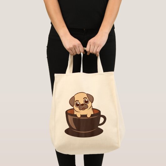 Tote Bag Carlin Dans Une Mug Café Buveur Chien Animaux Anim (Devant (produit))