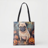 Tote Bag Carlin d'Halloween avec la peur Citrouille (Devant)