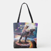Tote Bag Carlin équitation dinosaur licorne dans l'espace (Dos)
