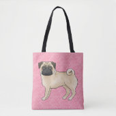 Tote Bag Carlin Fun Chien Cartoon Mops Pink Love Hearts Mot (Devant)