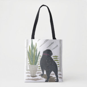 Tote Bag Carlin noir, chien, moderne