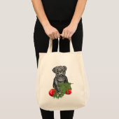 Tote Bag Carlin noir Chiot adorable Art de Noël (Devant (produit))