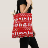Tote Bag Carlin Silhouettes Chiens Noël Fêtes Motifs (De près)
