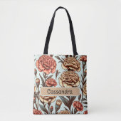 Tote Bag Carnation personnalisée Fleur de naissance Janvier (Devant)