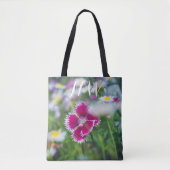 Tote Bag Carnation rose avec marguerites (Devant)