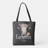 Tote Bag Carnivore Chic Cute Pastel Vache Florale (Dos)
