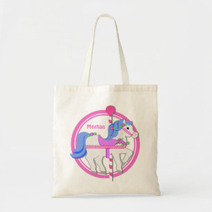 Tote Bag Carousel rose pâle et bleu