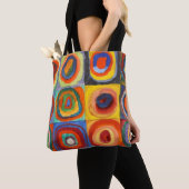 Tote Bag Carré aux cercles concentrés par Kandinsky (De près)