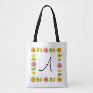 Tote Bag Carré Citrus Monogramme jaune retour sur fourre-to