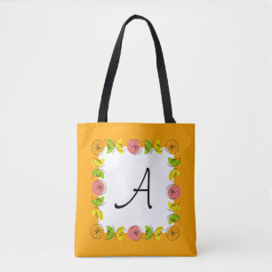 Tote Bag Carré Citrus Orange Monogramme sur fourre-tout