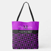 Tote Bag Carré classique Motif noir et violet Monogramme (Dos)