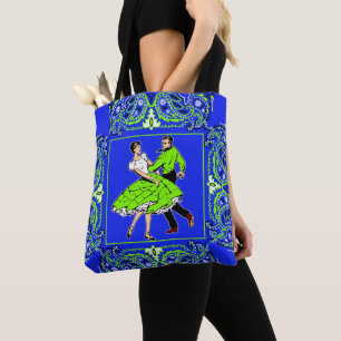 Tote Bag Carré Dancing Couple Lime Green W/ Bandana