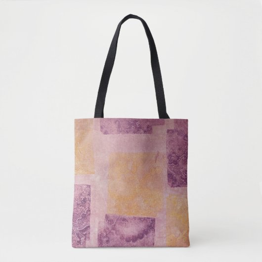 Tote Bag Carré de design violet et or (Devant)