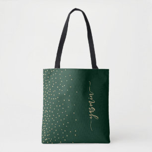 Tote Bag Carré Emerald Green Gold personnalisé Confetti