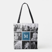 Tote Bag Carré Photo Collage Marine Monogramme Custom (Dos)