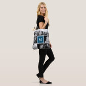 Tote Bag Carré Photo Collage Marine Monogramme Custom (Sur le modèle)