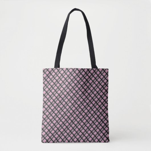 Tote Bag Carré rayures brun (Devant)