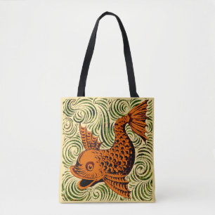 Tote Bag Carreau Antique Poisson Art Ancien Art De Morgan