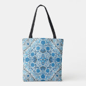 Tote Bag Carreaux à fleurs bleus (Dos)