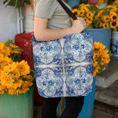 Tote Bag Carreaux anciens en bleu Delft
