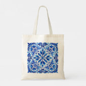 Tote Bag Carreaux bleus Talavera Azulejo vintage monogrammé (Dos)