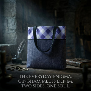 Tote Bag Carreaux de bleu pervenche et denim