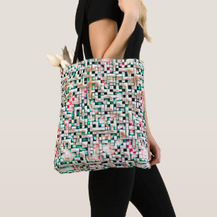 Tote Bag Carreaux de crème dans un style brut texturé, carr