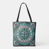 Tote Bag Carreaux de mosaïque Boho Océan Turquoise - (Dos)