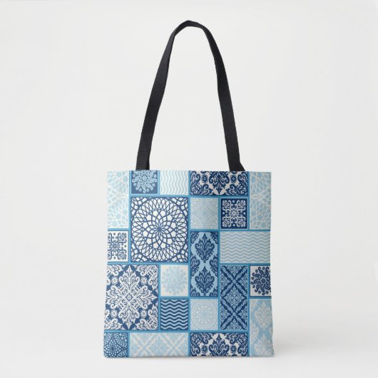 Tote Bag Carreaux de patchwork, arrière - plan transparent. (Devant)