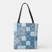 Tote Bag Carreaux de patchwork, arrière - plan transparent. (Dos)